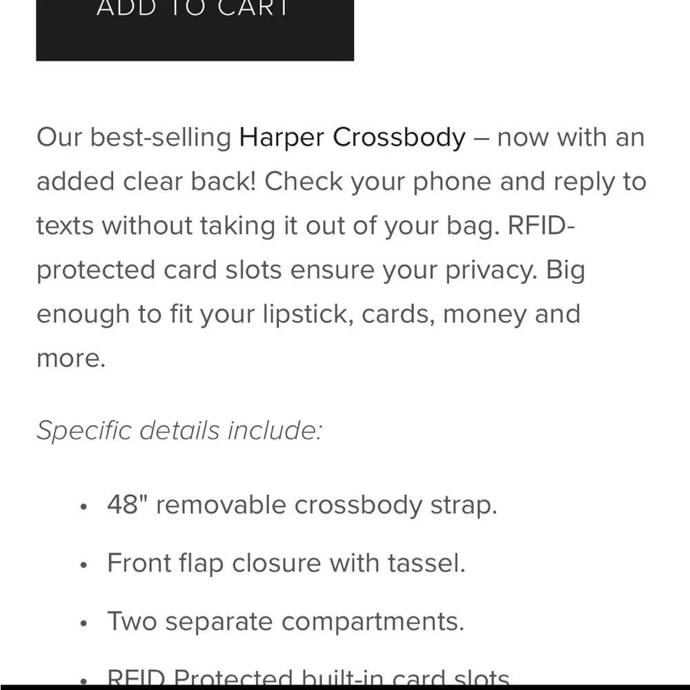 Harper crossbody black tassel phone pouch cardholder